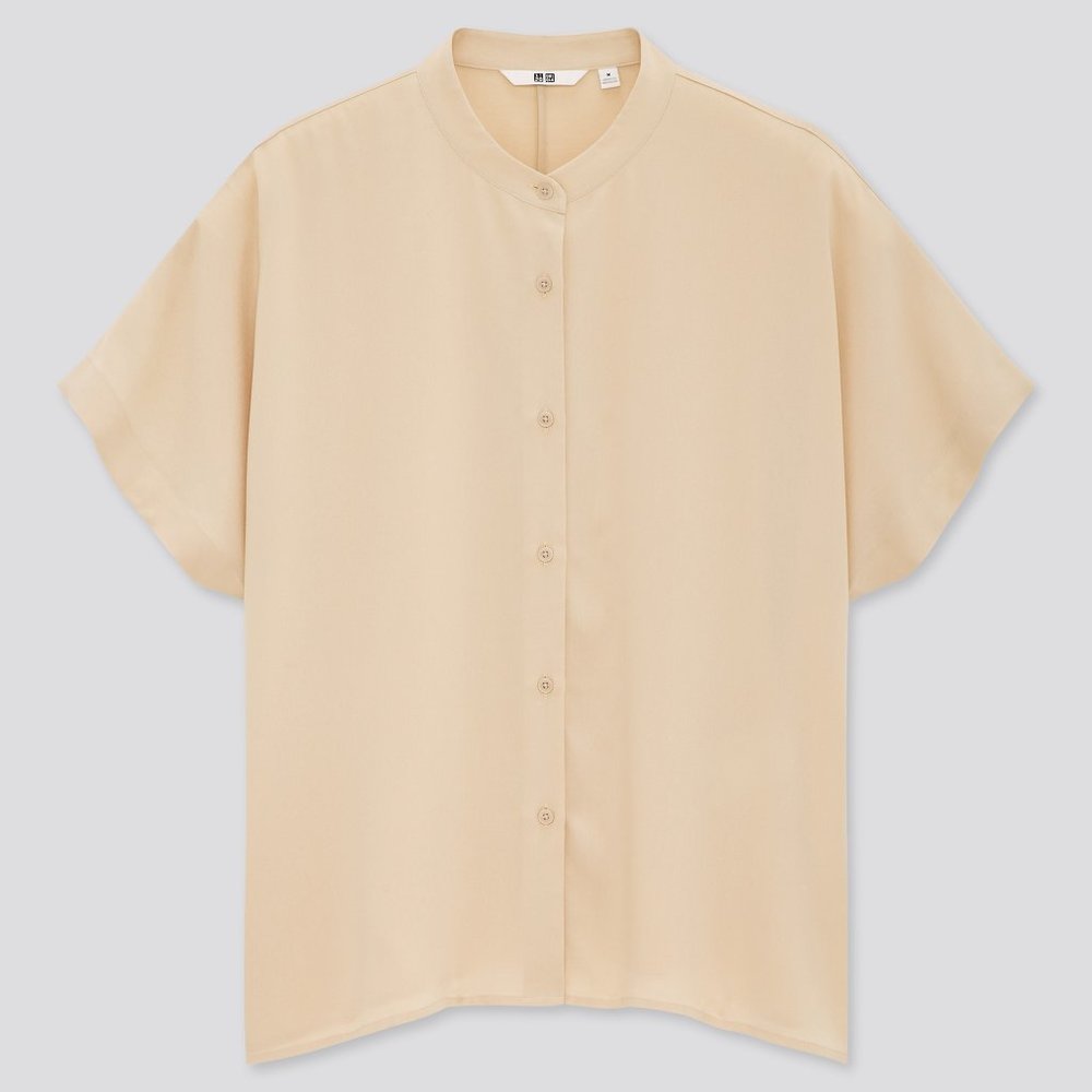 Uniqlo Women Rayon Short-Sleeve Blouse (XS)